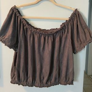 American Eagle - Off-the-Shoulder Grey Top